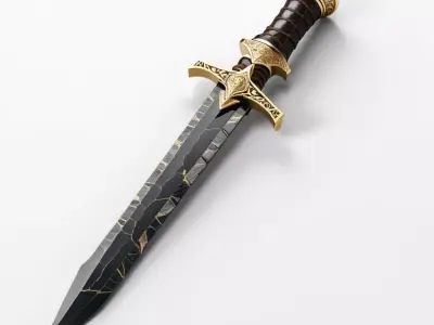 Cracked Obsidian Ritual Dagger 3D model