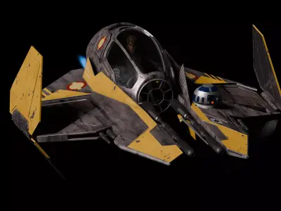 Jedi Star Fighter Animated 3D model