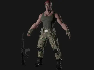 Mercenary soldier Low-poly 3D model