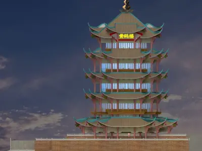 Chinese yellow crane tower 3D model