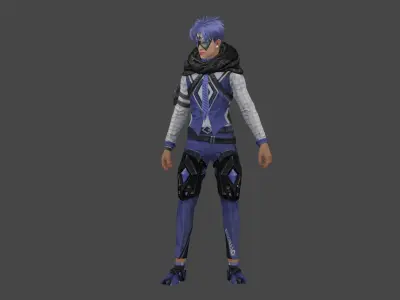 Cyber X 2 character in futuristic outfit Low-poly 3D model
