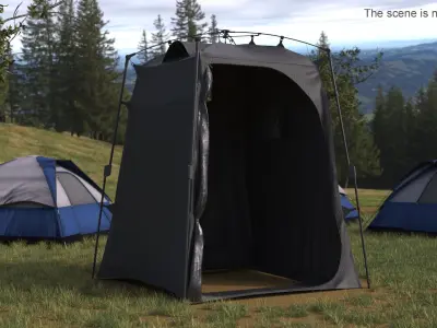 Camp Utility Tent For Changing And Shower Black 3D model