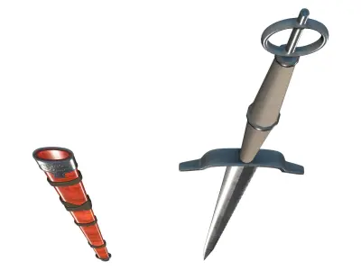 Medieval Long Hilt Sword With Scabbard Low-poly 3D model
