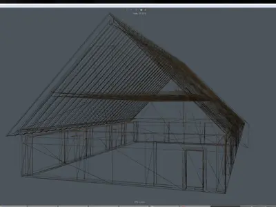 Wikingerhaus fbx wooden house with roof Low-poly 3D model