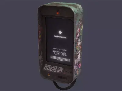 Cyberpunk ATM Low-poly 3D model