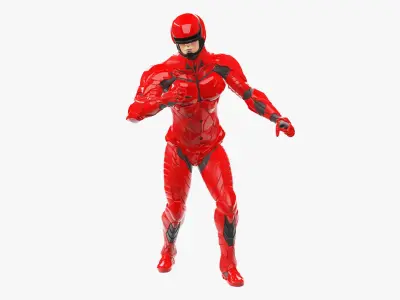 Futuristic Cyborg in Red Armor Rigged for Maya 3D model