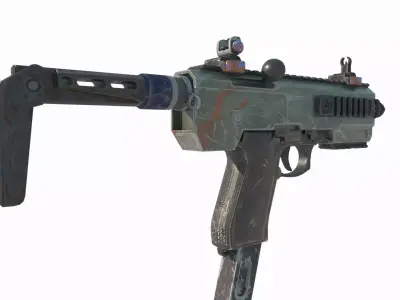 Future sci-fi wasteland style submachine gun 3D model