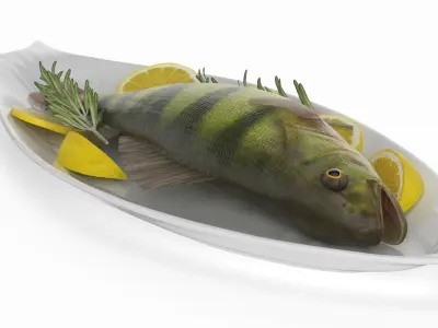 Ceramic Serving Dish with Fish 3D model
