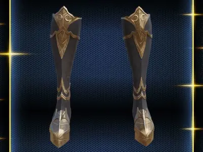 Shield Warrior leg armor female lowpoly game asset Low-poly 3D model