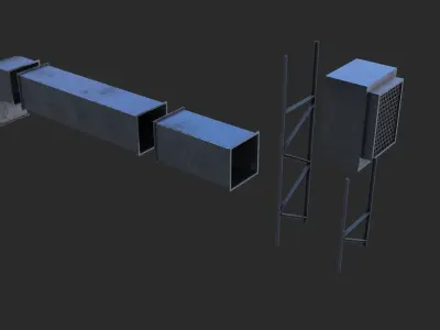 Air Conditioner Duct Pipes Low-poly 3D model