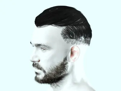 Side Part Male Hair Cut Low-Poly Low-poly 3D model