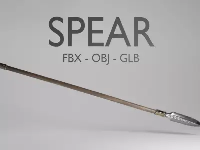 Fantasy Spear 3D Model - Medieval Weapon - FBX OBJ GLB 3D model