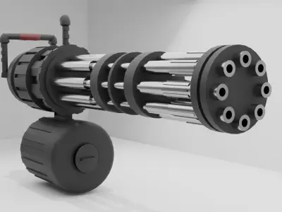 Minigun gun with handle Free 3D model