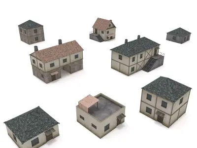 Medieval Houses - Pack Low-poly 3D model