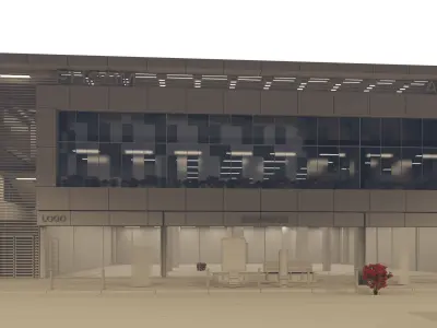 Commercial building 3D exterior Scene 3D model