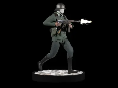 World War 2 German Soldier - Rigged Low-poly 3D model