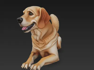Golden Retriever Dog Realistic 3D Model - Low Poly Realistic Low-poly 3D model