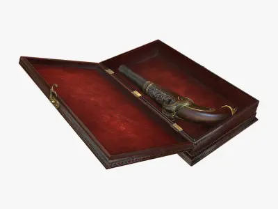 Antique Pistol Low-poly 3D model