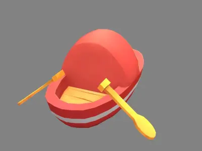 Cartoon small fishing boat Low-poly 3D model