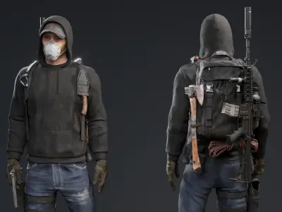 Post Apocalyptic Survivor Character  Low-poly 3D model