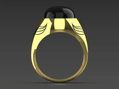 Man Gold Ring with Black Onyx mr0196 3D print model