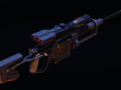 Sci-fi gun  Low-poly 3D model get