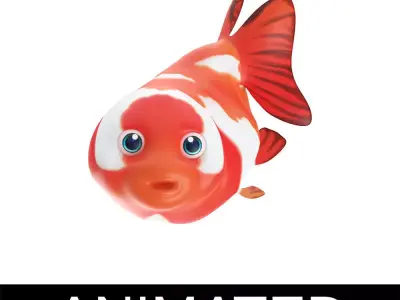 Ranchu Gold Fish Cartoon Animated  Low-poly 3D model