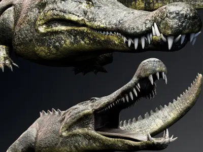 Dinosaur Deinosuchus - Crocodile Low-poly 3D model