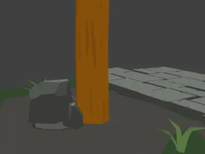Stylized Cartoon Wooden Street Lamp 3D Model Game Ready LowPoly Low-poly 3D model