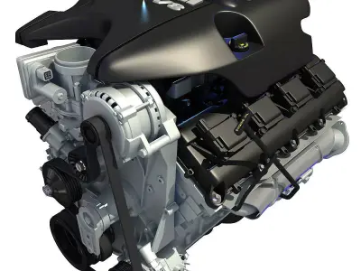 Black Cover Dodge Ram V8 Engine 3D model