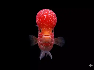 Vibrant Flowerhorn Cichlid HyperRealistic Aquarium Fish Low-poly 3D model
