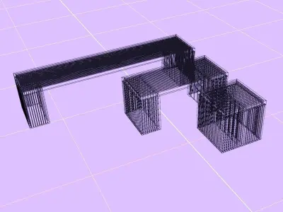 Modern Wooden Benches Set  Low-poly 3D model
