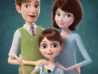 Cartoon Family Rigged V1 3D model