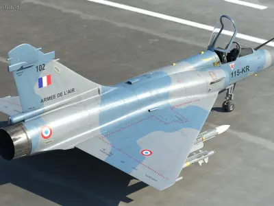 French Air Force Mirage 2000C with Armament 3D model