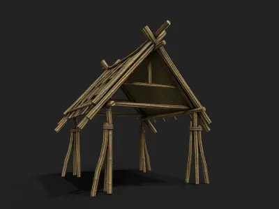 Bamboo Shelter 5 Low-poly 3D model