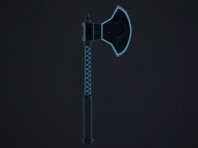 Blue Axe Low-poly 3D model
