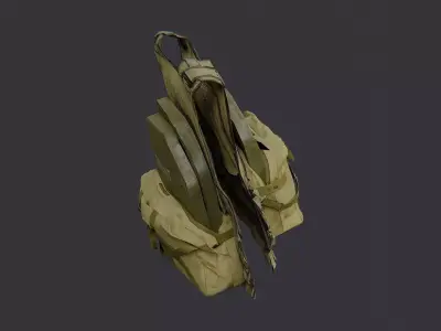 Yellow Tactical Vest with Pouch Low-poly 3D model