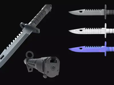 M9 Bayonet Low Poly Low-poly 3D model