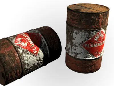 Rusted Metal Drum Low-poly 3D model