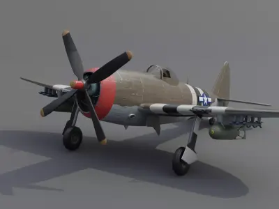    P-47D-25 Fighter-bomber Aircraft  Low-poly 3D model