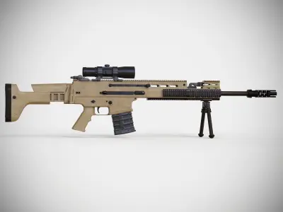 FN SCAR - H SV - Sniper Rifle - Highly Detailed - PBR Low-poly 3D model