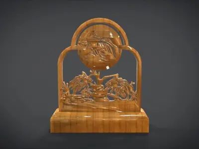 Decorative clock furniture with Fish motif design Low-poly 3D model