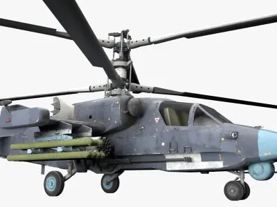 Attack Helicopter KA52 Black Shark Hokum Low-poly 3D model