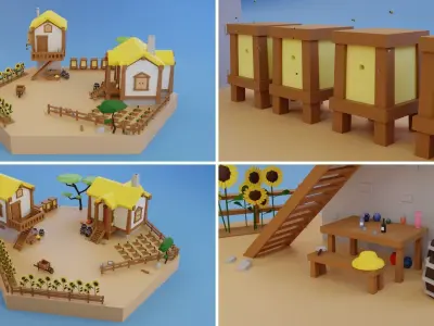 Low Poly Medieval Set Low-poly 3D model