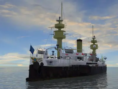 Battleship Aquidaban Low-poly 3D model