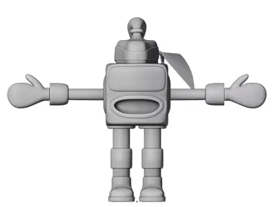 Cube Head Robot Low-poly 3D model