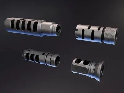Muzzle Brakes Free low-poly 3D model
