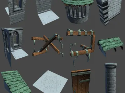 Modular MedievalChurchSet 3D model