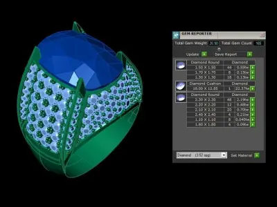 Ring6 gold ring with topaz and diamonds 3D model