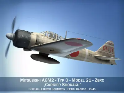 Mitsubishi A6M2 Zero - Carrier Shokaku 3D model